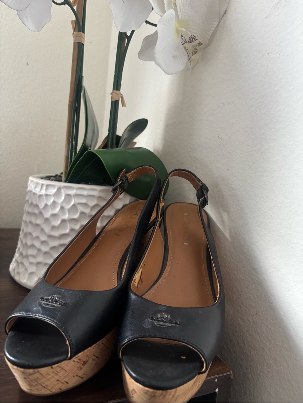 Coach Black Heel Wedges